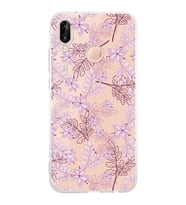 PrintiFy Huawei P20 Lite Uyumlu Kamera Korumalı Floral Pudra Tasarımlı Şeffaf Silikon Kılıf