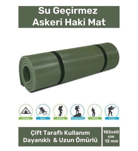 Özel Su Geçirmez 182x60cm Hafif Pratik Dayanıklı Isı Yalıtım 12mm Kalınlık Köpük Askeri Haki Mat