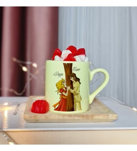 Şeker Kız Candy Sevgili Tasarımlı Kişiye Özel Sarı Türk Kahvesi Fincanı