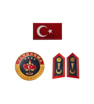Jandarma Asayiş 3D Bayrak - Yaka Spoleti - Yuvarlak Arma Set (Lacivert)