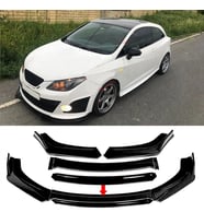 Seat ibiza Mk4 Siyah Renkli Şeritli Dilli Ön Lip 4 Prç Parlak Siyah ABS 2006 - 2010