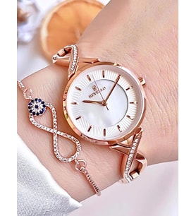 BLKT.2.617 Revello Elite Model Bronz/Rose Özel Renk 30 Mt Su Geçirmez+Bileklik Lady Wristwatch
