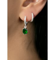Elika Silver Kadın Yeşil Taşlı Damla Model 925 Ayar Gümüş Küpe Set
