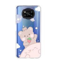 Poco X3 Pro Uyumlu Tatlı Ayıcık Desenli Şeffaf Telefon Kılıfı