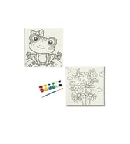 Okul Etkinliği-2'li Tuval Boyama Seti. 20x20 Cm Uv Baskı 6 Akrilik Boya 1 Fırça-model-48
