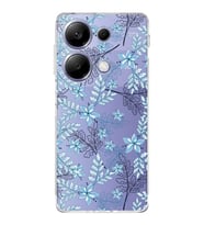 PrintiFy Xiaomi Redmi Note 13 Uyumlu Kamera Korumalı Floral Mavi Tasarımlı Şeffaf Kılıf
