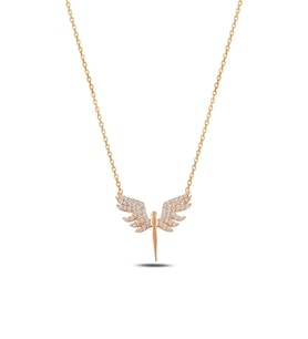 Zirkon Taşlı Rose Melek Model 2 Kadın Gümüş Kolye Gklmlkm2del-ros Rose (bronz)