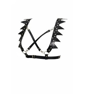 Mulvxbrf Brf02 Siyah Harness Takım Zımba Detaylı Sivri Uçlu Vücut Aksesuarı - Brf1166 (Mulvix)