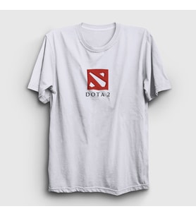 Presmono Unisex Beyaz Dota 2 Logo Oyun T-Shirt 420243tt (Beyaz)