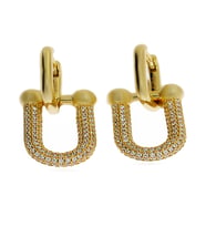 Kadın Taşlı Sallantılı Gümüş Küpe (Gold)