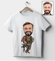Kişiye Özel Asker Tasarımlı Karikatür Tişört