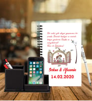 Sevgililer Gününe Özel Ahşap Defter Kalem & Deri Kaplama Kalemlik Hediye Seti 7