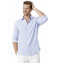 DeepSEA Mavi Slim Fit Çizgili %100 Pamuk Erkek Gömlek – Nefes Alan Şık Günlük Gömlek 2602626