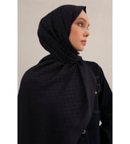 Link Desen Bambu Cotton Şal 2 (Koyu Lacivert)