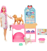 Barbie'Nin Veteriner Kliniği Oyun Seti, Pembe Saçlı Bebek, Veteriner Eşyaları Ve Alçıyla Bandaj Hazı (Çok Renkli)