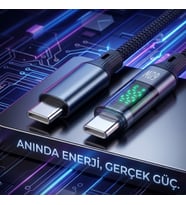 Kesintisiz 60W Güç: LED Ekranlı, Bükülmeye Dirençli Type-C Örgülü Şarj ve Veri Kablosu