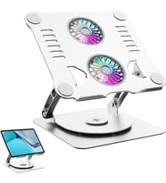 Plentiful Notebook ve Laptop Stand 360 Derece Dönebilen Fanlı Alüminyum Katlanır Stand Gümüş