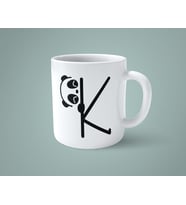 K Harfi Panda Alfabe Baskılı Kupa Bardak