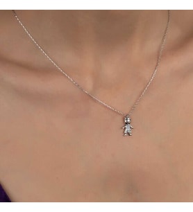 Taşlı Çocuk 925 Ayar Gümüş Kolye
