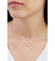 Elika Silver Sedef Görünümlü Su Damlası Model Gold Kolye