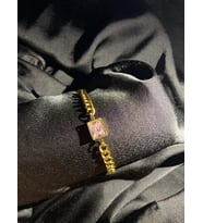 Pembe Taşlı Çelik Bileklik
