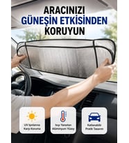 Metalize Reflektör Yüzeyli UV Koruyucu Araç Güneşliği – Serin ve Güvenli Sürüşler İçin
