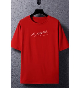 Unisex K.Atatürk imza Baskılı T-shirt (Kırmızı)