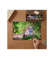 Kirpiyi İzleyen Çocuklar Tasarımı 240 parça Ahşap Puzzle Ahşap Kutuda MP03520