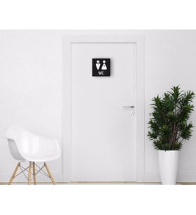 BK Home Ortak WC Kapı Yönlendirme Levhası (Siyah)