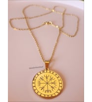 Vegvisir Viking Pusulası ve Para,Korunma,Mülk, Başarı Sayı Sekanslı Çelik Kolye