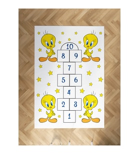 MEKTA HOME BEBEK VE ÇOCUK ODASI Seksekli Sarı Yıldız Desenli Halı