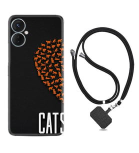 Tecno Spark 9T Kılıf Silikon Boyun Askılı İpli Desenli Silikon Cats 1792