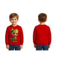 Unisex Groot Baskılı Çocuk Swaetshirt 3 İplik Şardonlu (Kırmızı)