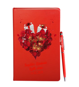 Sevgililer Gününe Özel Kırmızı Defter Kalem Hediye Seti 32