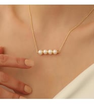 925 Ayar Gümüş Creamrose Tatlısu İncisi Kolye-8mm (Gold)