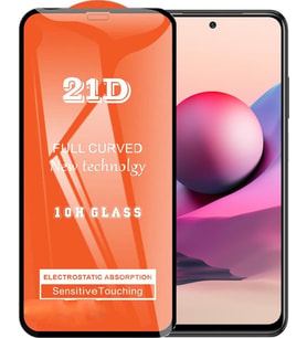 Xiaomi Redmi Note 10S Ekran Koruyucu 21D Tam Kaplayan Kavisli