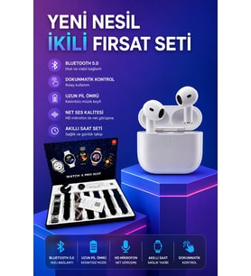 3.Nesil Tws Bluetooth Kulaklık Bluetooth Bağlantılı Akıllı Saat Amoled Ekran Plastik Hasır Kordon