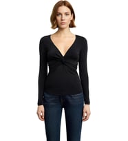 Stil Kadın Büzgü Drape Detaylı Fitted Vücuda Oturan Kollu Esnek Bluz Crop Örme Slim Kalıp