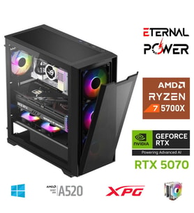 ETERNAL POWER RYZEN 7 5700X 32G DDR4 1TB M.2 RTX5070 A520 M750W (Siyah)