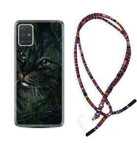 Samsung a71 A72 A73 A7 A9 2018 C7 C9 Kılıf Boyun Asklı Rasta Silikon Flowers Cat 1345