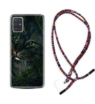 Samsung a71 A72 A73 A7 A9 2018 C7 C9 Kılıf Boyun Asklı Rasta Silikon Flowers Cat 1345