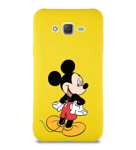 Samsung Galaxy J7 Core Soft Premier Kapak Mickey Mouse-D Tasarımlı Silikon Kılıf - Sarı (Şeffaf)
