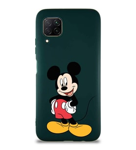Huawei P40 Lite Soft Premier Kapak Mickey Mouse-E Tasarımlı Silikon Kılıf - Yeşil (Şeffaf)
