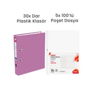 30 Adet Dar Klasör 5 Adet Noki 100'lü Poşet Dosya Ofis Seti