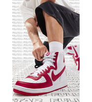 Nike Terminatör High Sneaker White Red Lethar Hakiki Deri Erkek Günlük Spor Ayakkabı Beyaz Kırmızı