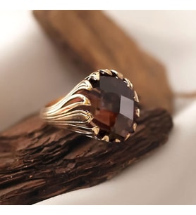 14k Altın Smoky Quartz Taşlı Yüzük