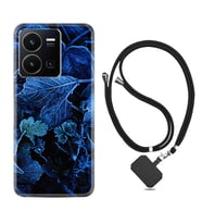 Vivo Y35 Kılıf Silikon Boyun Askılı İpli Desenli Silikon Blue Foid 1628
