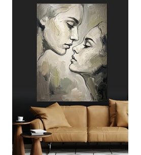 Birbirine Bakışan İki Kadın Yüzü Dekoratif Kanvas - Mdf Ahşap Tablo