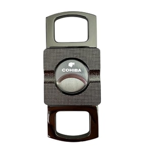 Cohiba Gunmetal Düz Çizgi Detaylı Metal Puro Makası Kesici - TR8726