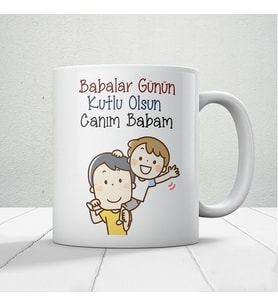 Babalar Günün Kutlu Olsun Canım Babam Baskılı Babalar Günü Kupa Bardak Mod5